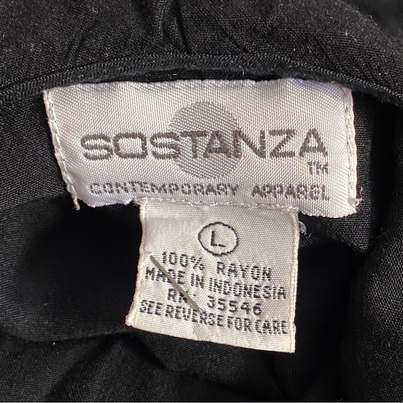 SOSTANZA ruffle neck button up puffed long sleeves woven rayon blouse top L - Picture 6 of 7